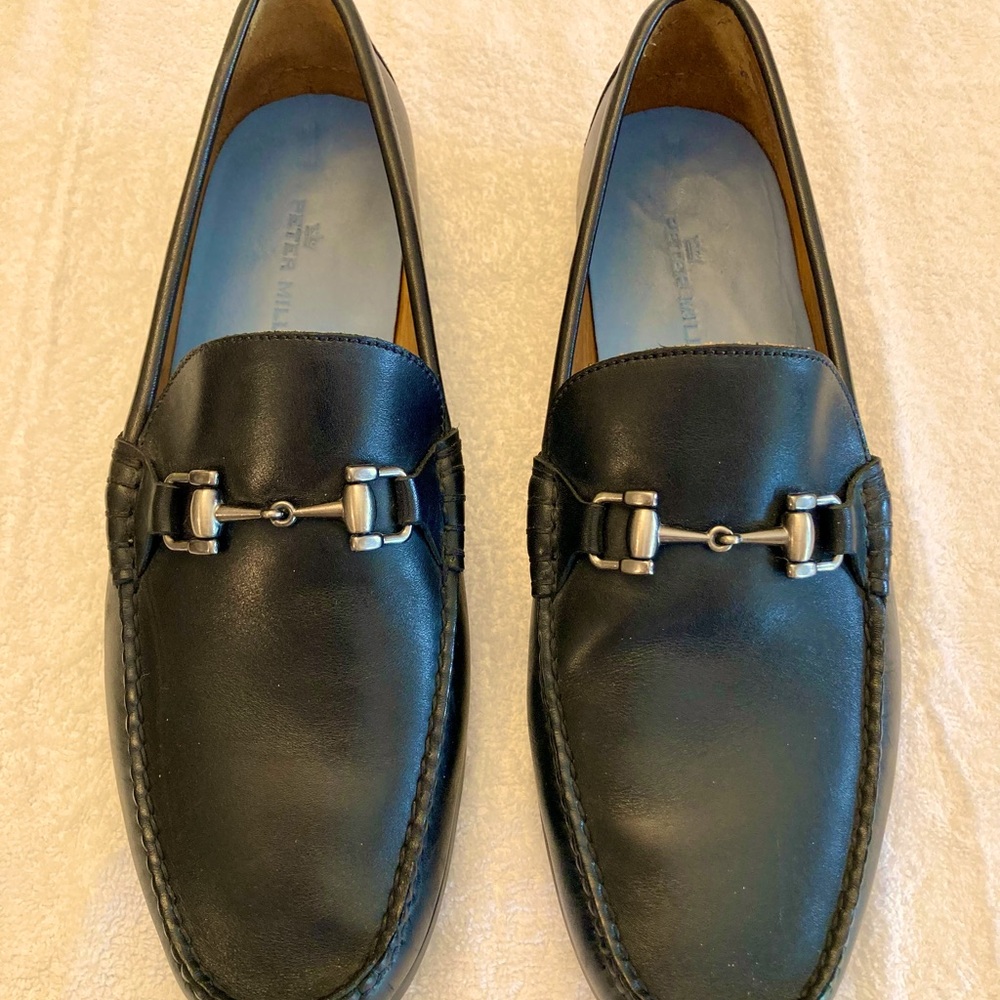 Peter Millar Black Leather Bit Driving Loafers.
Horsebit Loafers.
Mens 11 Med.